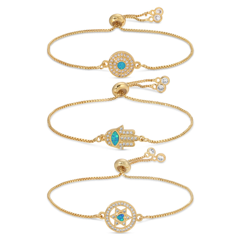 Opal Eye & Hamsa Bracelet Set