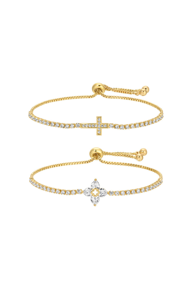 Cross CZ Bolo Bracelet Set