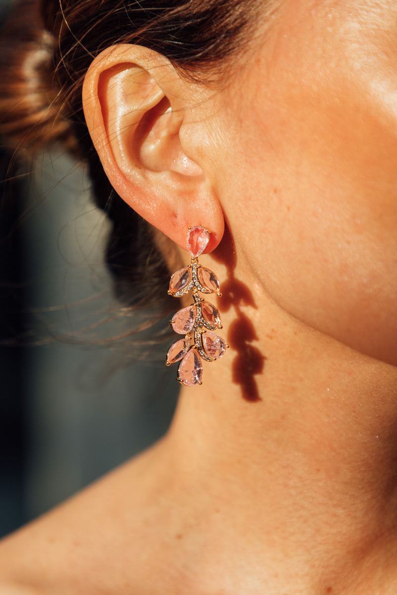 Julie Pink Drop Statement Earrings