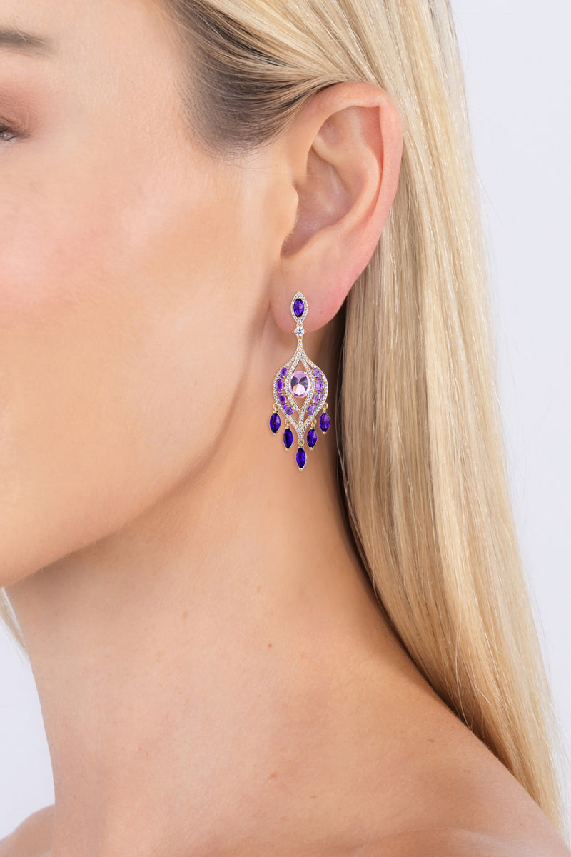 Lena Purple Cubic Zirconia Dangle Earrings