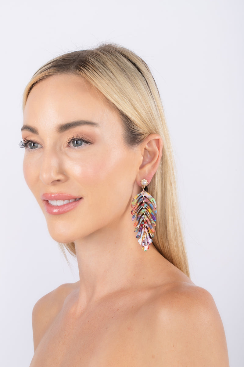 Lindsay Rainbow Leaf Earrings
