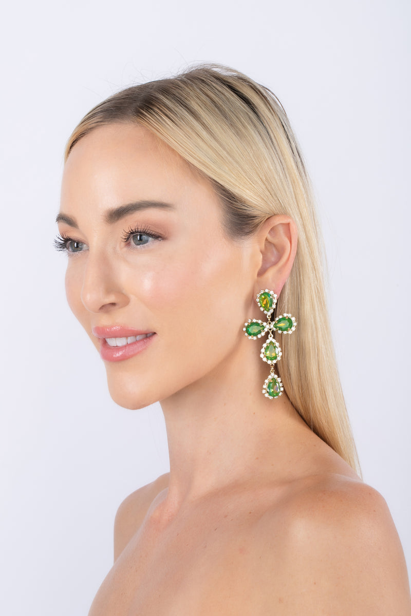 green cross long statement earring