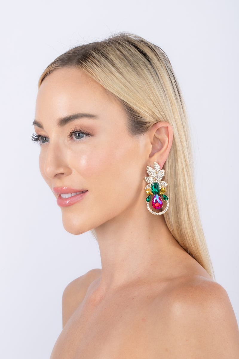 rainbow tone gold statement earring