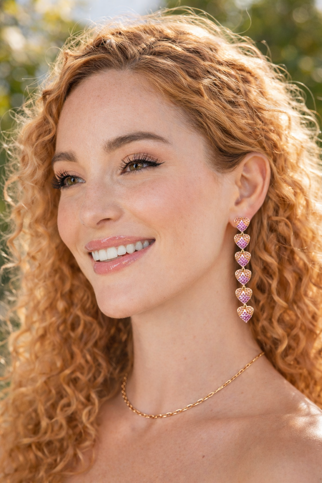 Alice Red Heart CZ Drop Earring