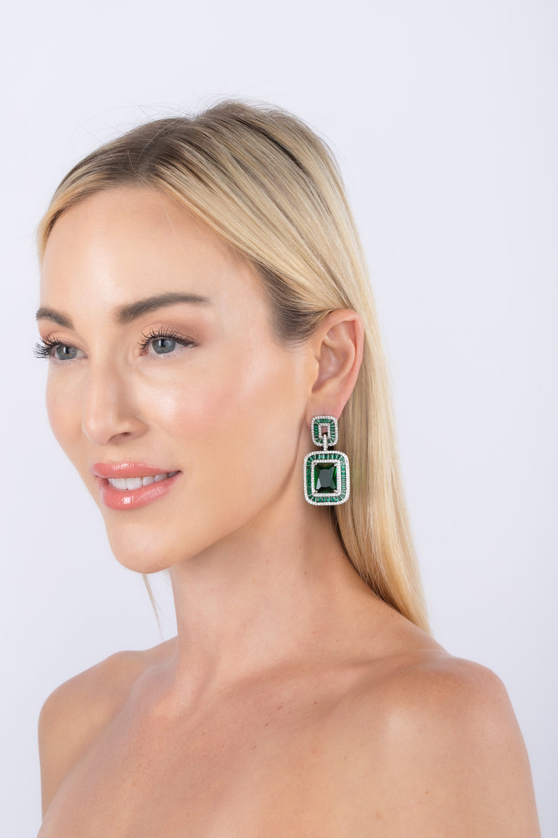 Lea Green CZ Dangle Earrings