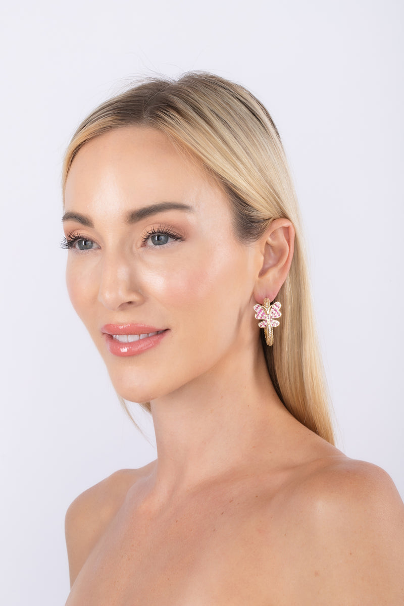 Mia Butterfly CZ Loop Earrings