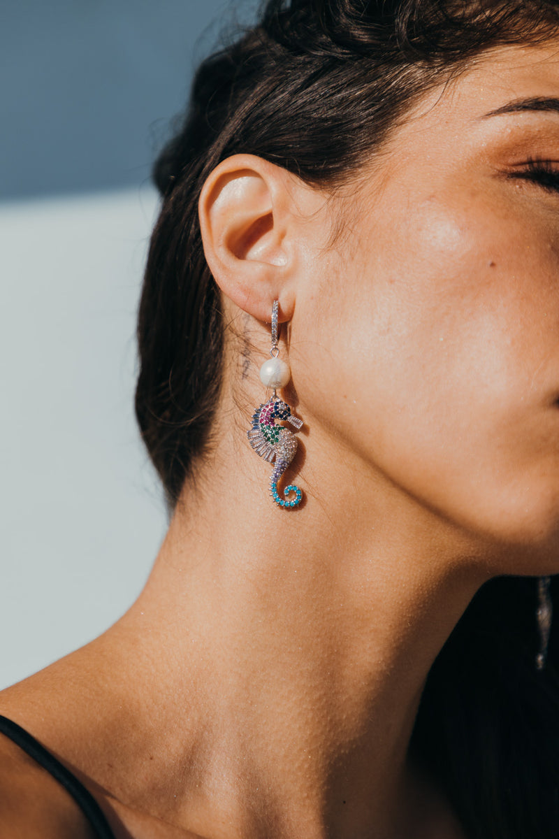 Greta Sea Horse Drop Earrings