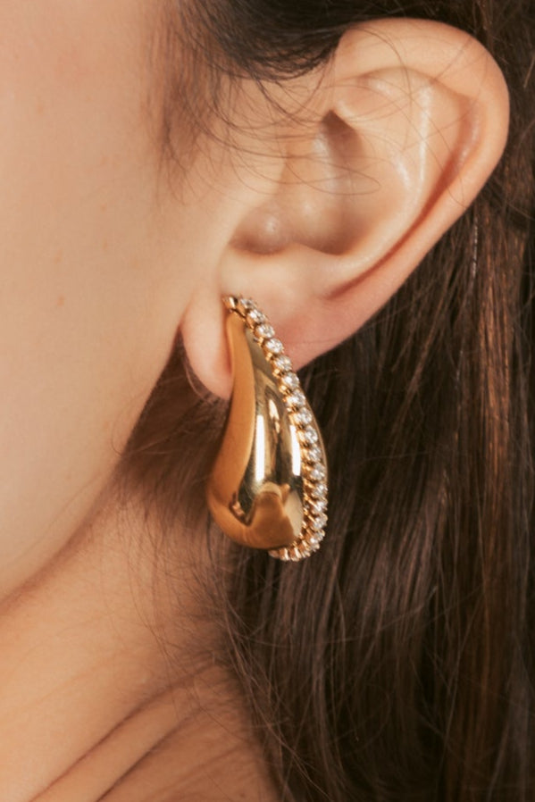 Golden Bean CZ Earrings