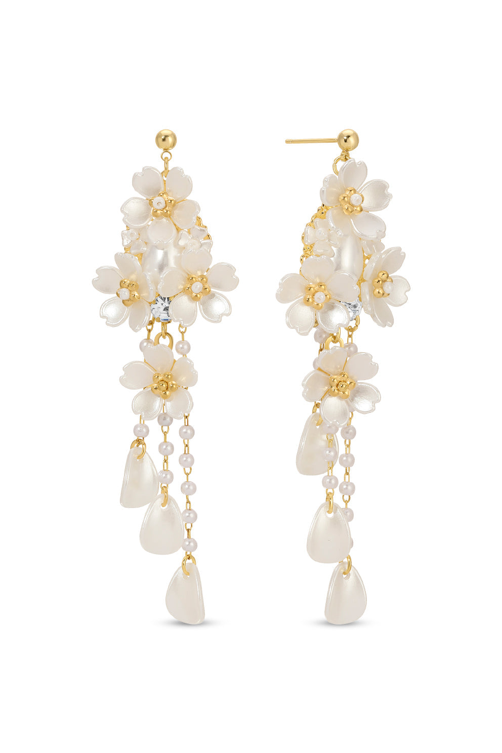 Dina Pearlescent Flower Dangle Earrings