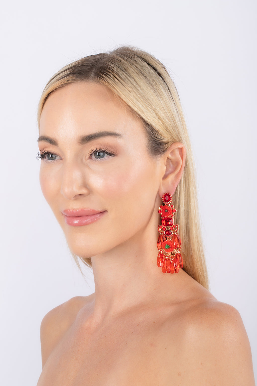 red acrylic statement earring