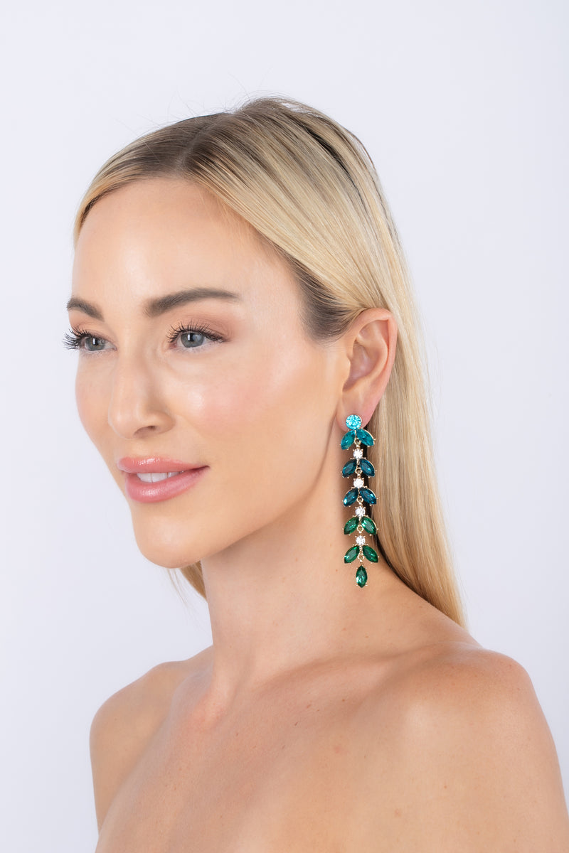 Blue Leaf Dangle Earrings