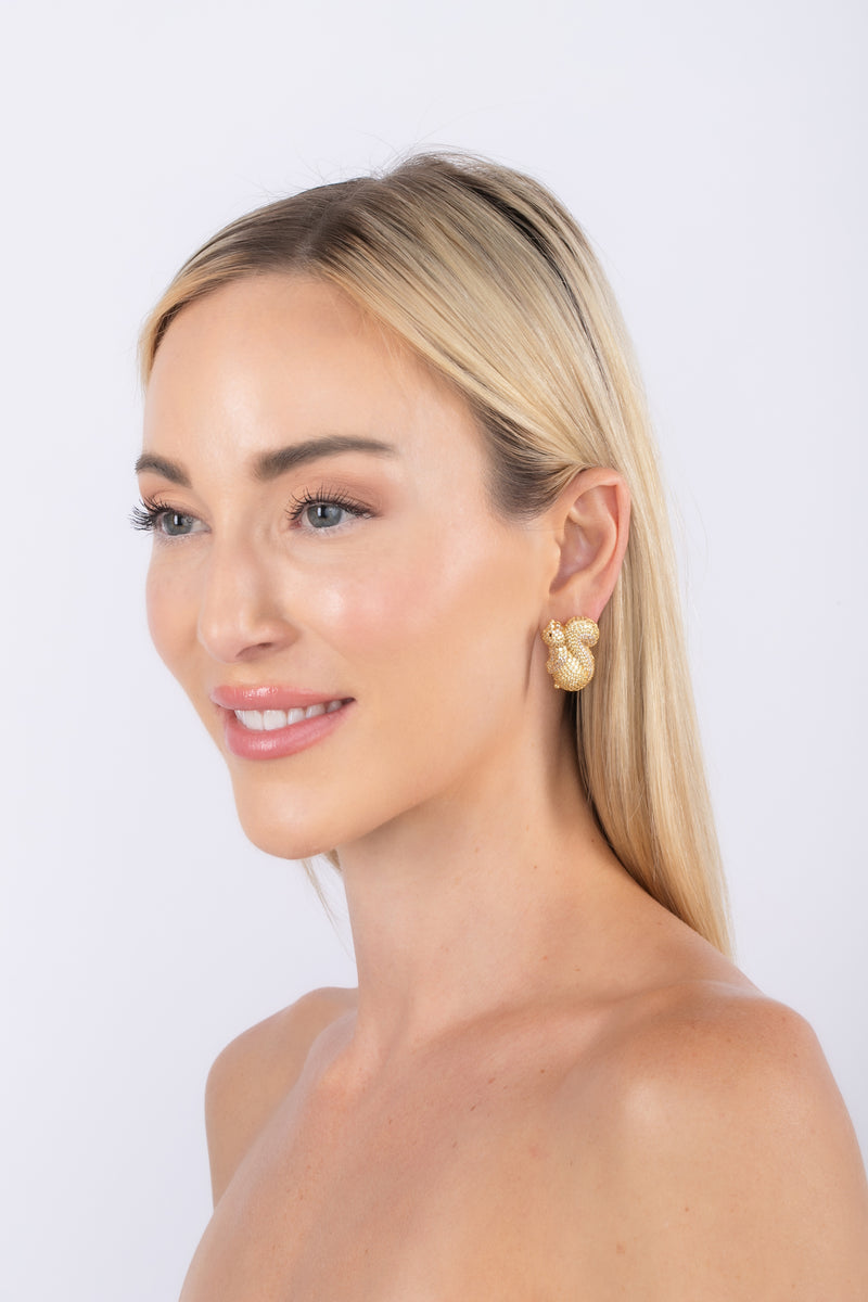 Squirrel 18K Gold Plated CZ Stud Earrings