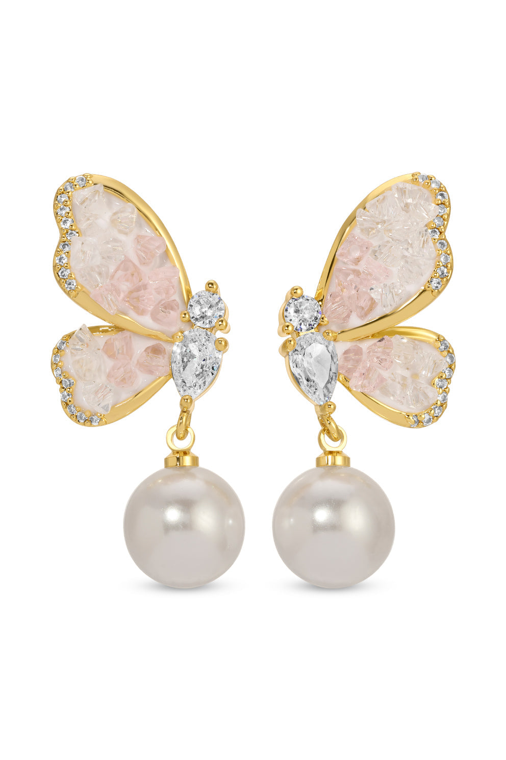 Earnesha Butterfly Pearl Drop Earrings