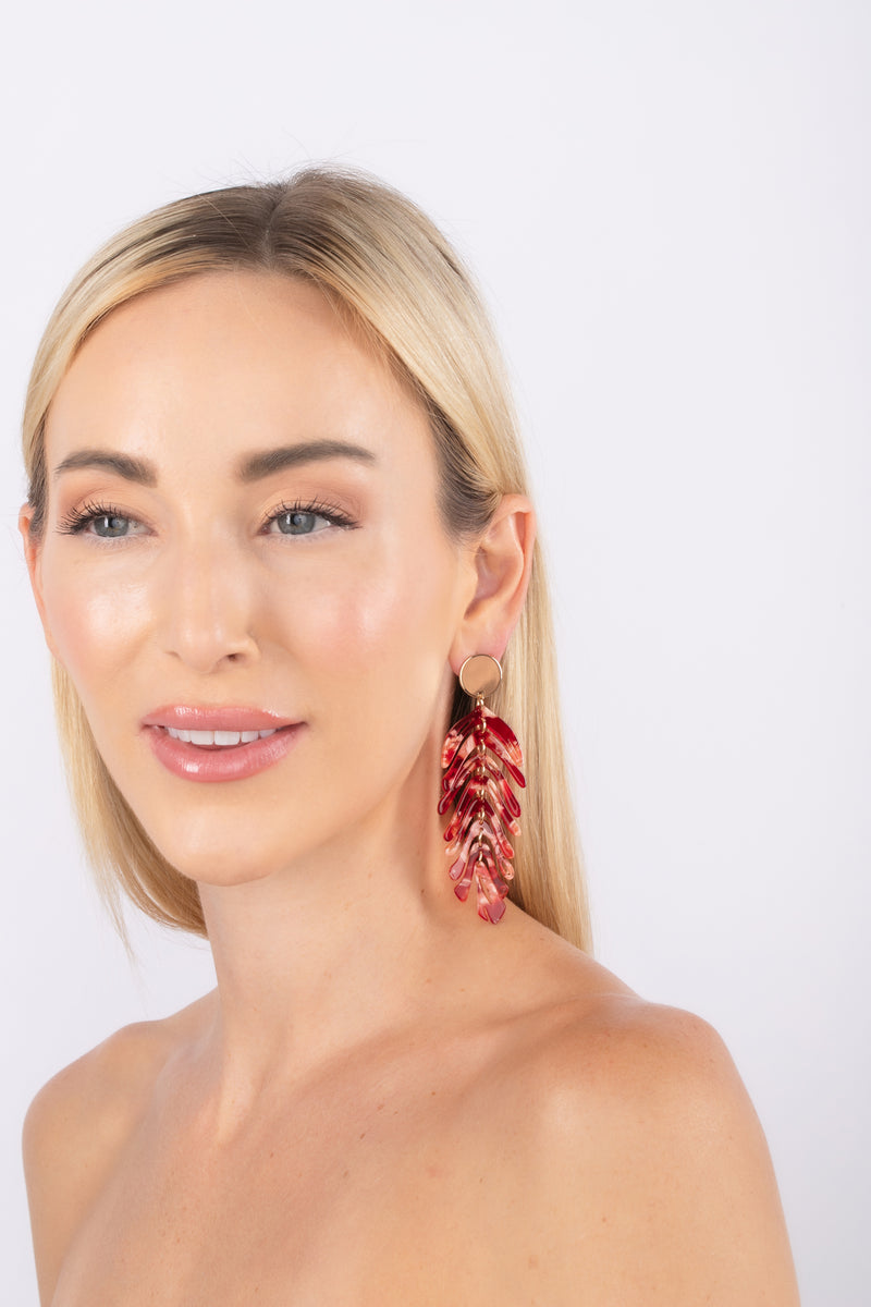 Lindsay Red Leaf Earrings