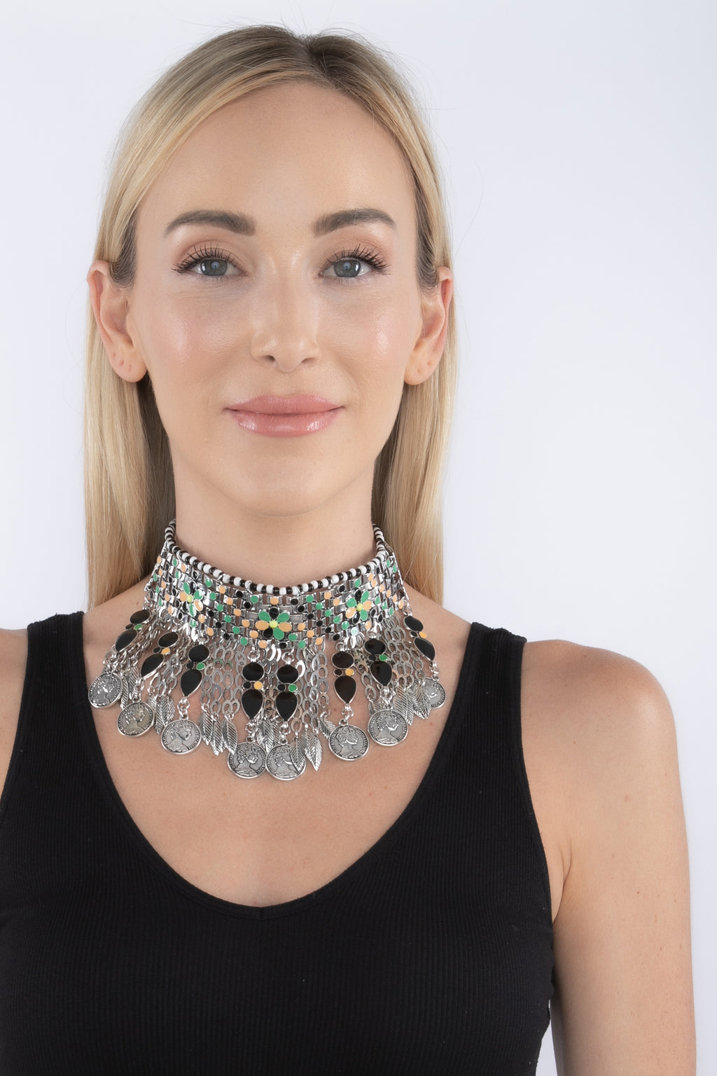 Coin choker statement necklace.