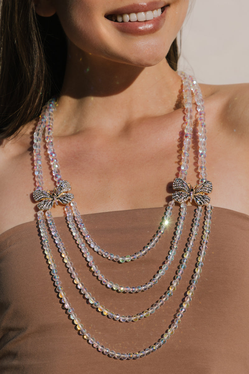 Julia AB Beaded Butterfly Necklace