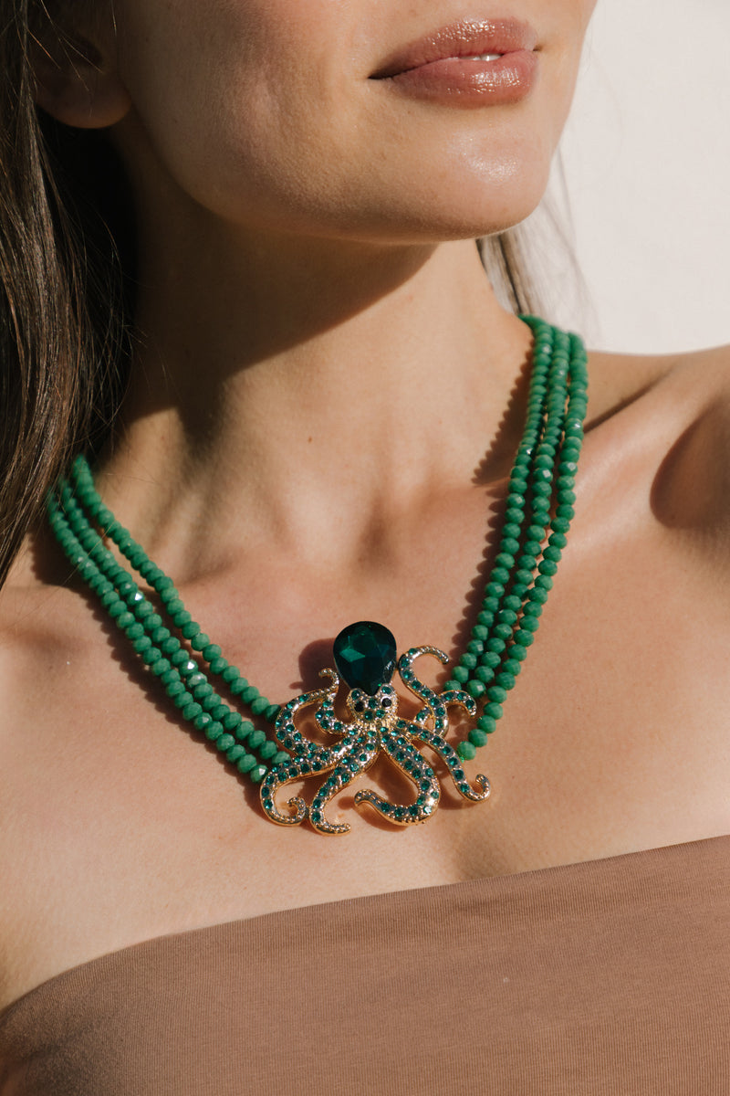 Octopus Statement Beaded Necklace