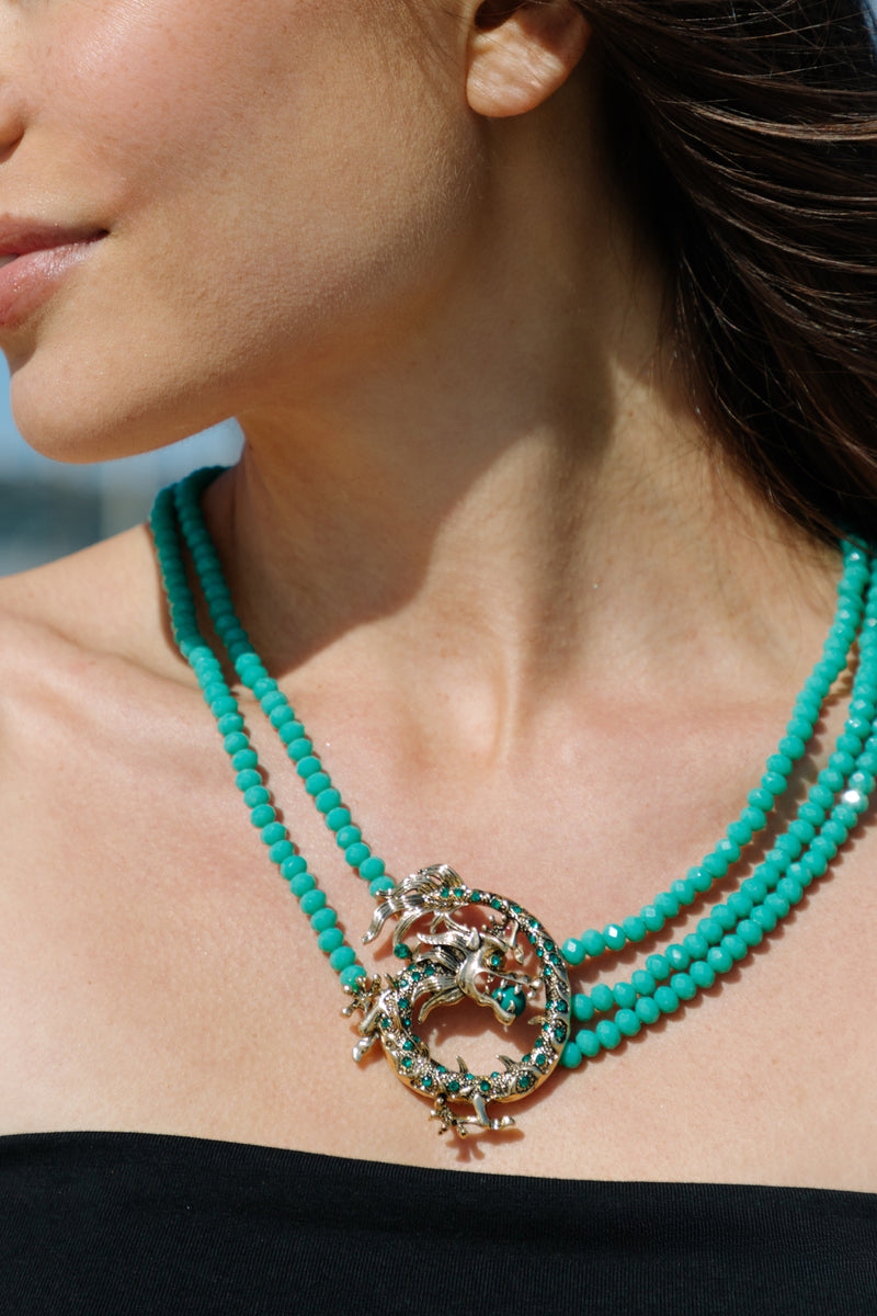 Green Dragon Beaded Necklace