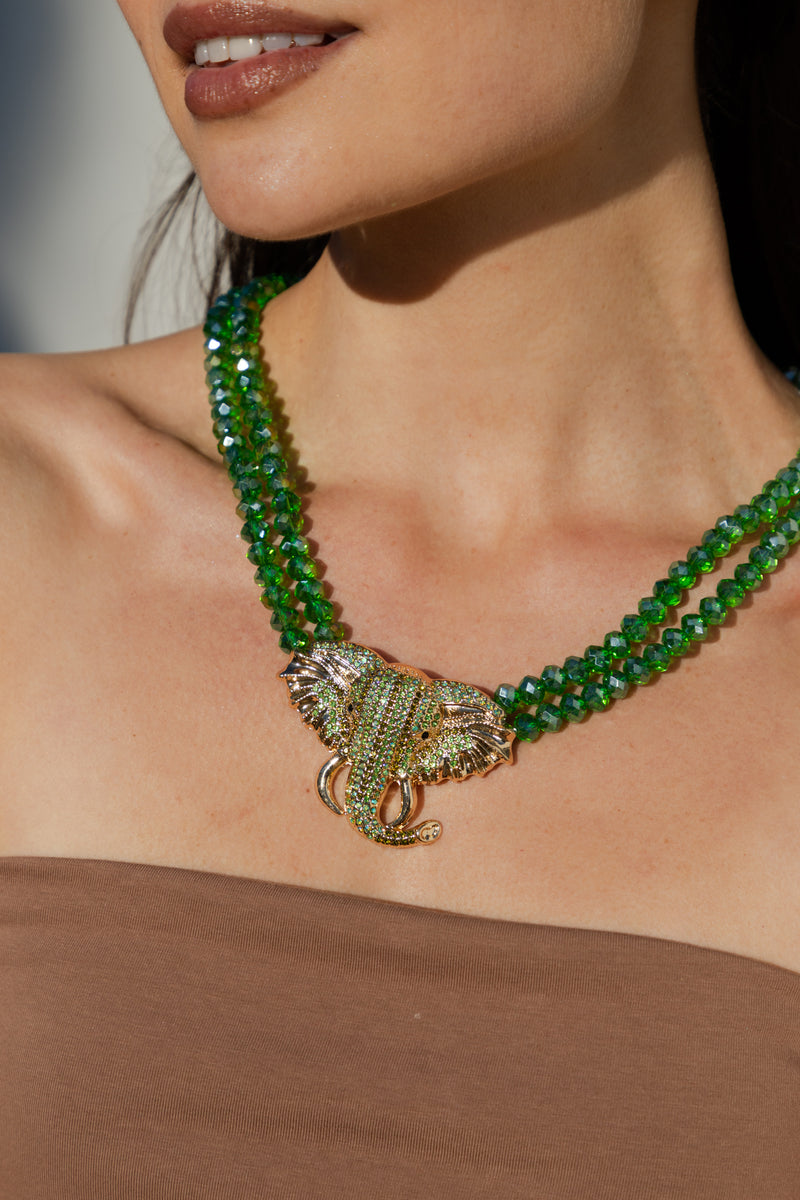 Beatriz Elephant Beaded Necklace