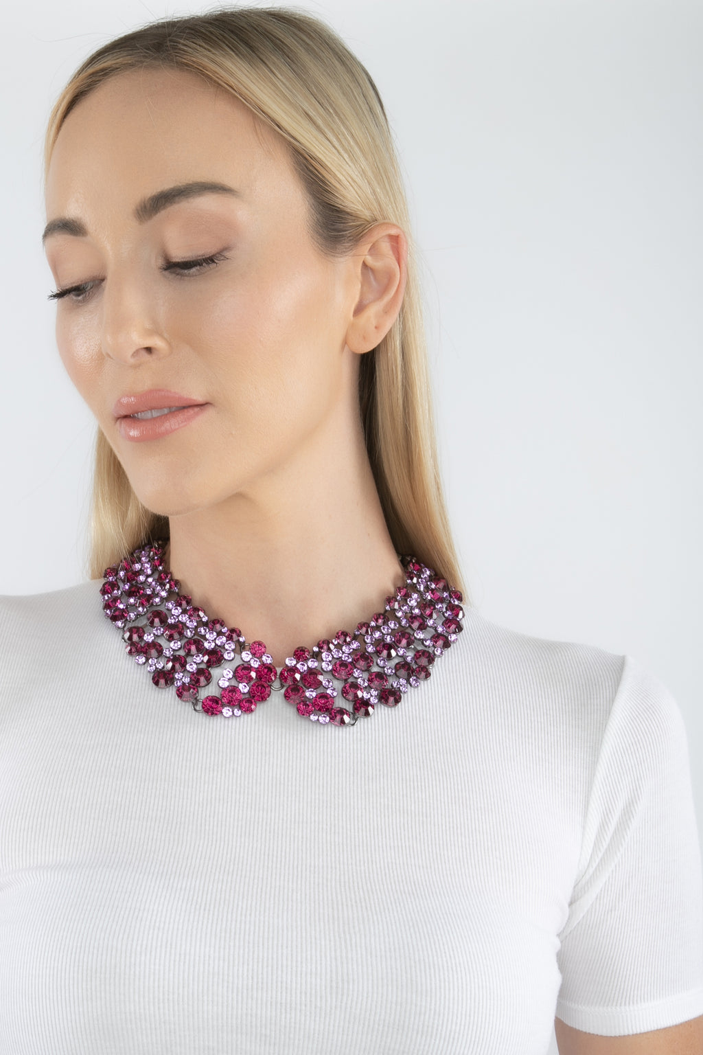 purple pearl statement collar necklace