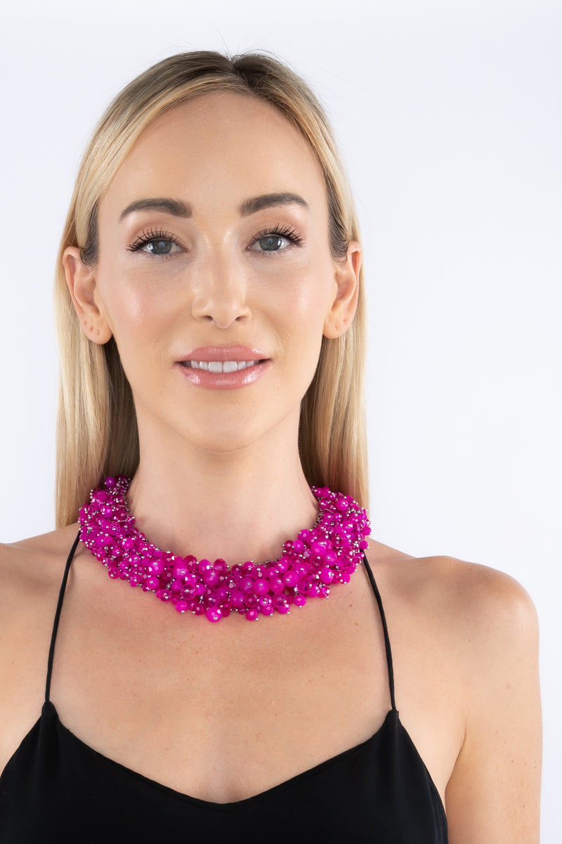 Harper Collar Statement Necklace - Hot Pink