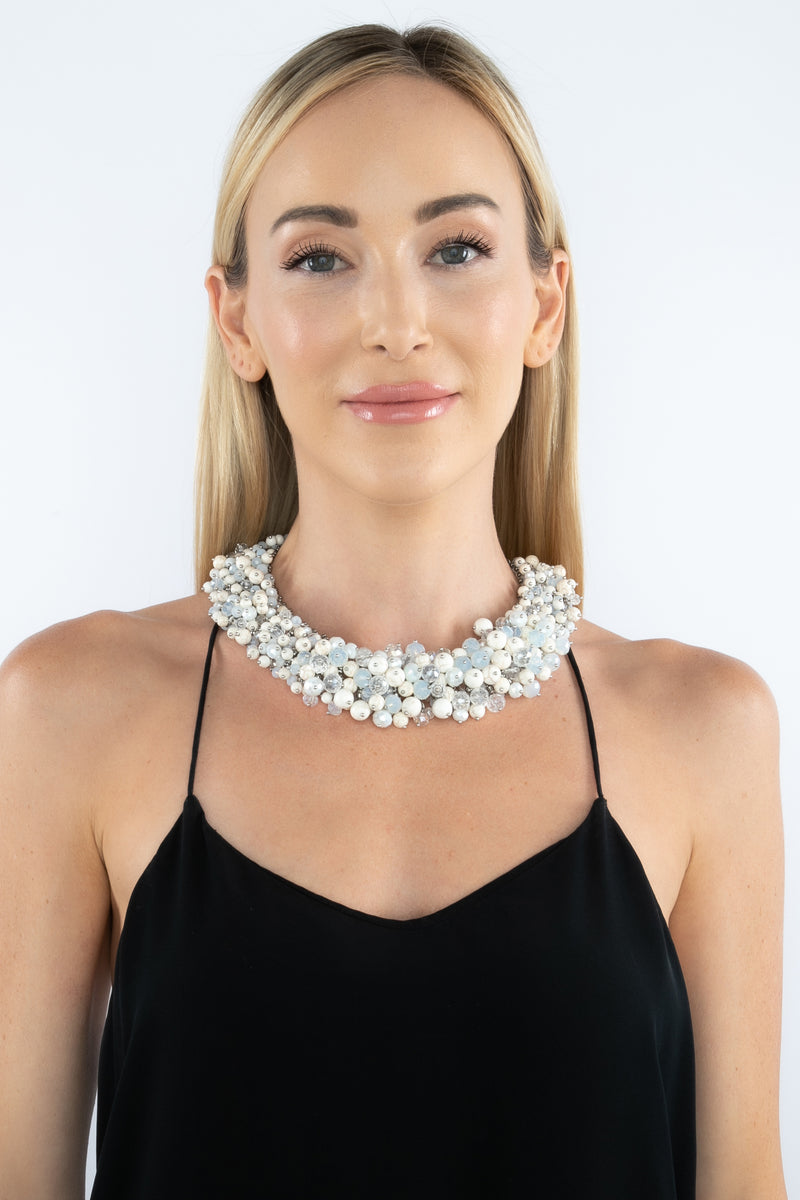 Harper Collar Statement Necklace - Ice Blue