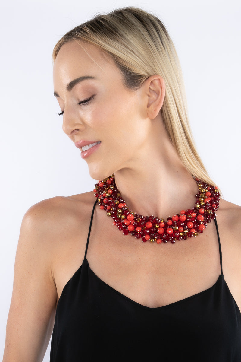 Harper Red Collar Statement Necklace