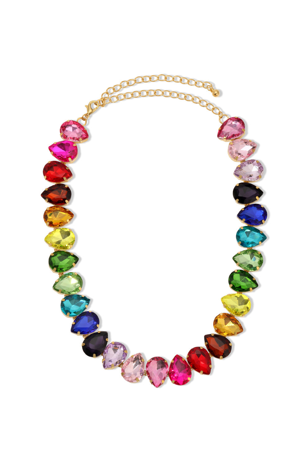 Samantha Multicolor Pear Cut CZ Collar Necklace 