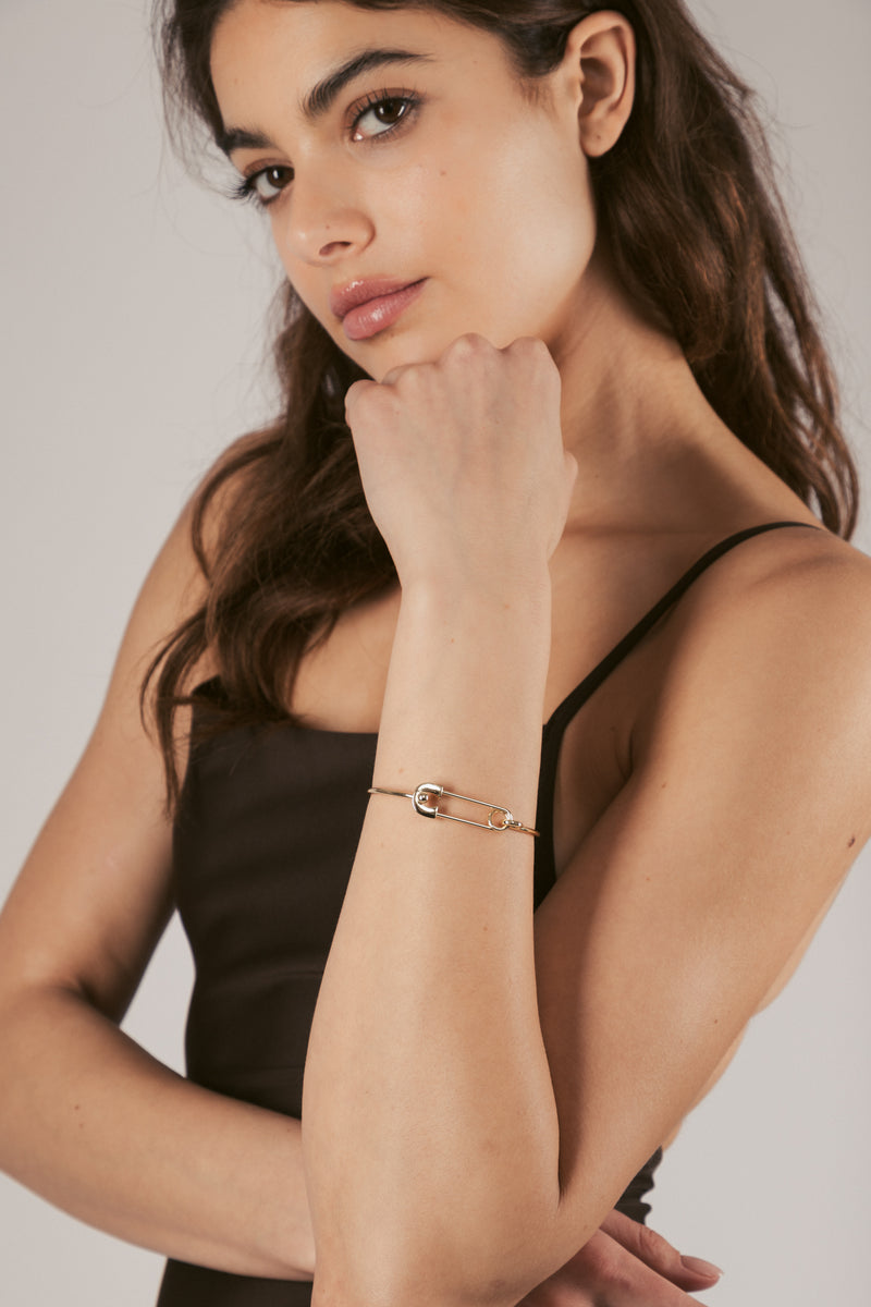 14K Gold Plated Safety Pin Bracelet