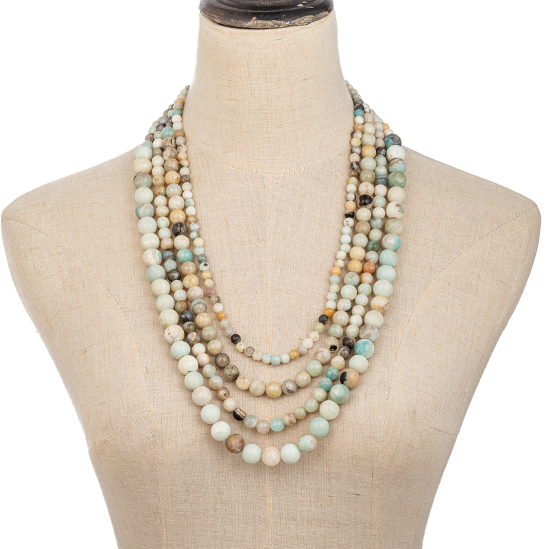Agate Multi Strand Beaded Necklace