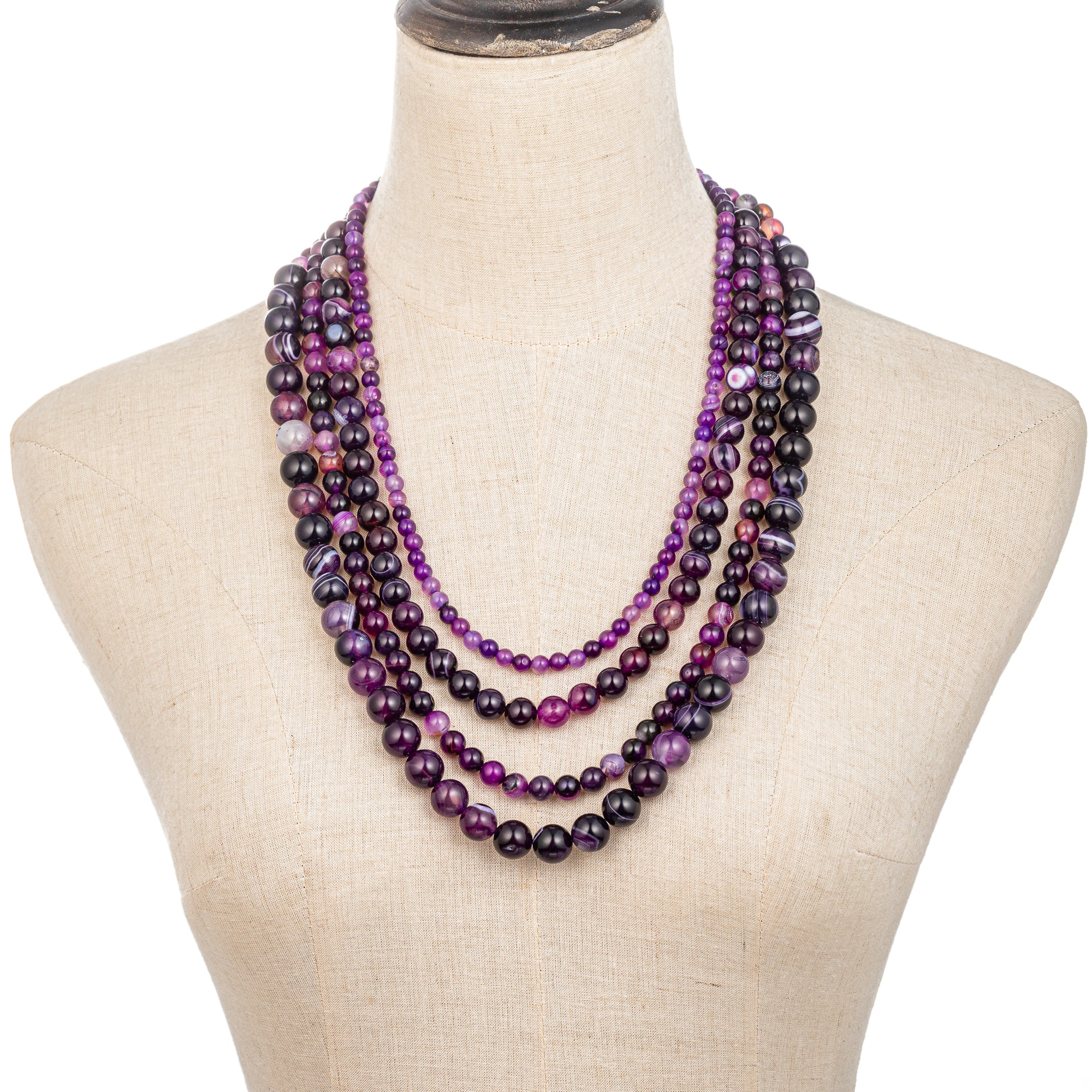 Agate Multi-Strand Beaded Necklace