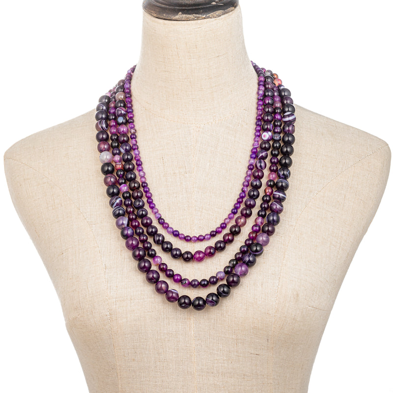 Agate Multi-Strand Beaded Necklace
