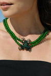 Lena Green Agate Frog Bead Necklace