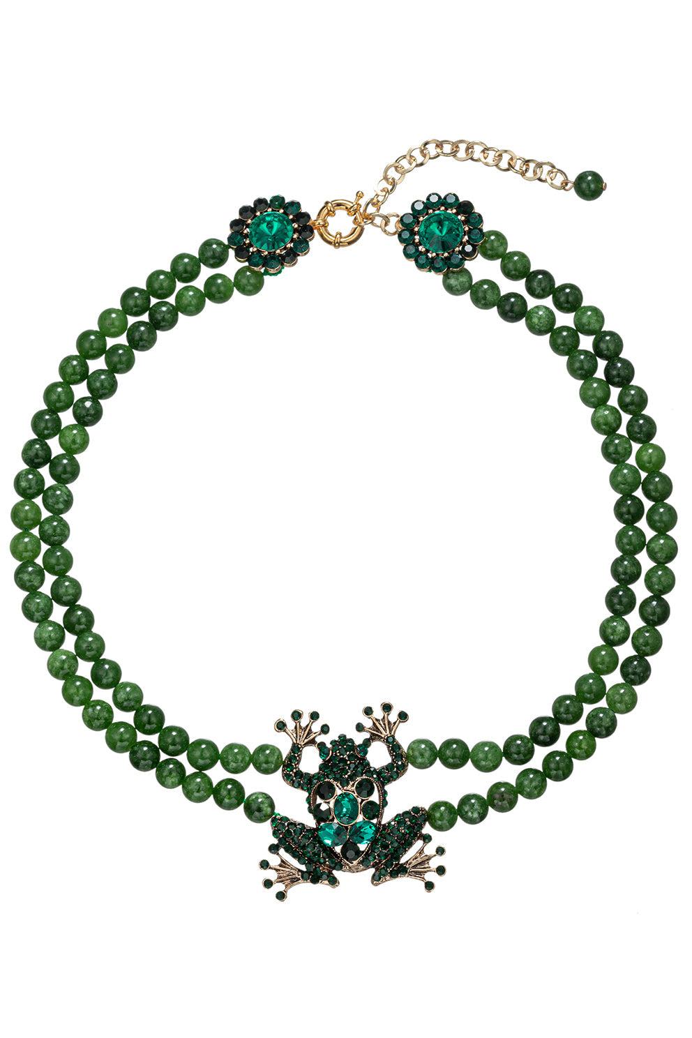 EtoileKinas ダークグリーン ネックレス Lena Green Agate Frog Bead Necklace – Eye Candy Los Angeles