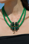 Green Clover Statement Beaded Necklace