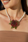 Rosy Red Flower Necklace