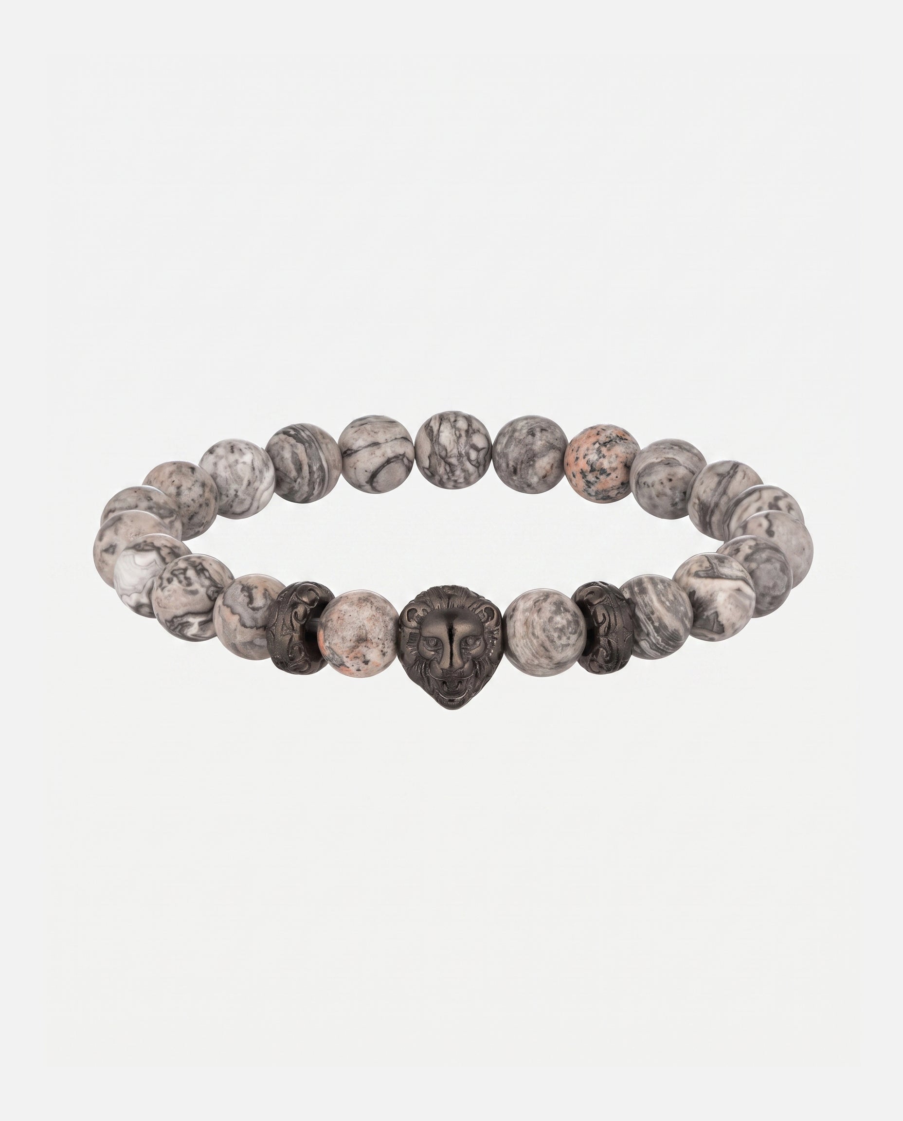 Lion Agate Beaded Bracelet - Gold