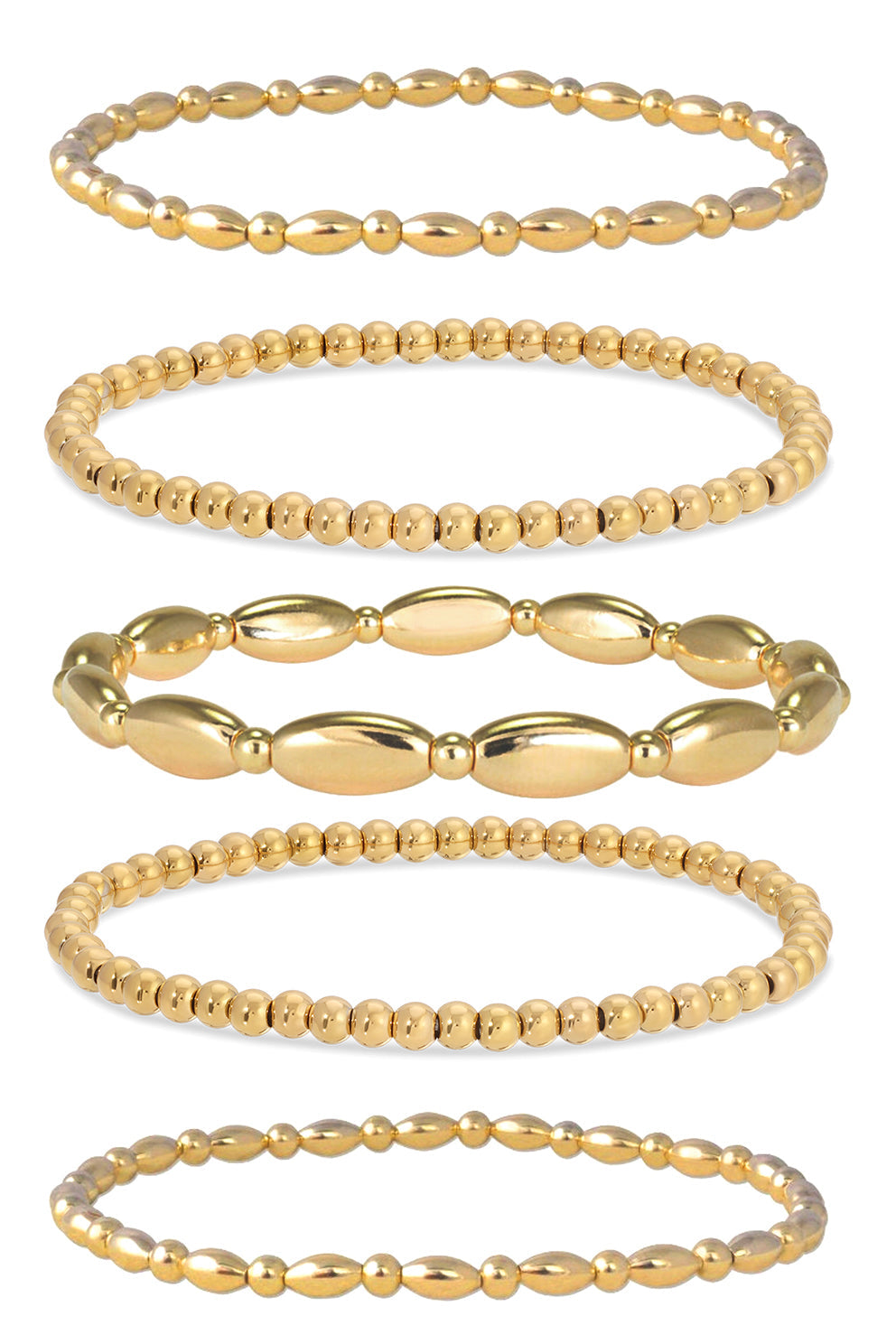 Olivia 5 Piece 4MM and 5MM Beaded Bracelet Set