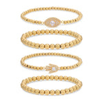 Nura Silver Evil Eye Hamsa Bracelets (4 Piece Set)