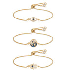 Yin & Yang, Hamsa, Eye Bracelet Set - Blue