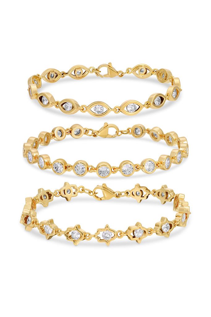Emma 3 Piece Eye + Hamsa Bracelet Set