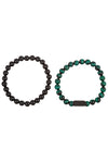 Ben 2 Piece Green Tiger Eye & Onyx Bracelet Set