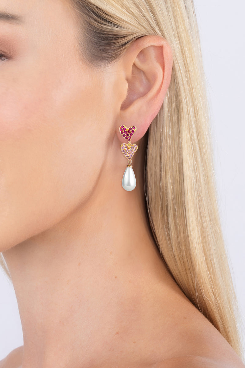 Mini Hearts Drop Earring