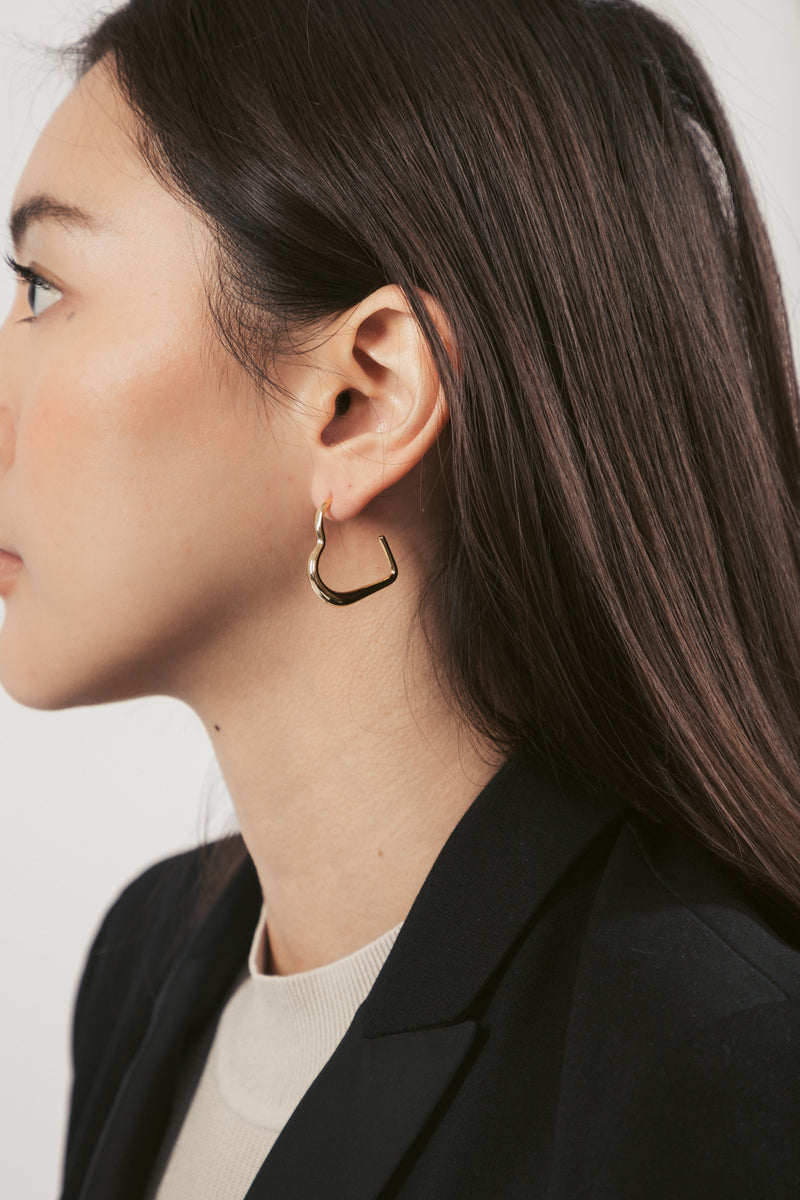 24k Gold-Plated Geometric Heart Drop Earrings