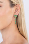 Green Bow Cubic Zirconia Drop Earrings