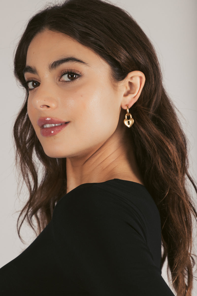 Louise Golden lock Huggie Earring