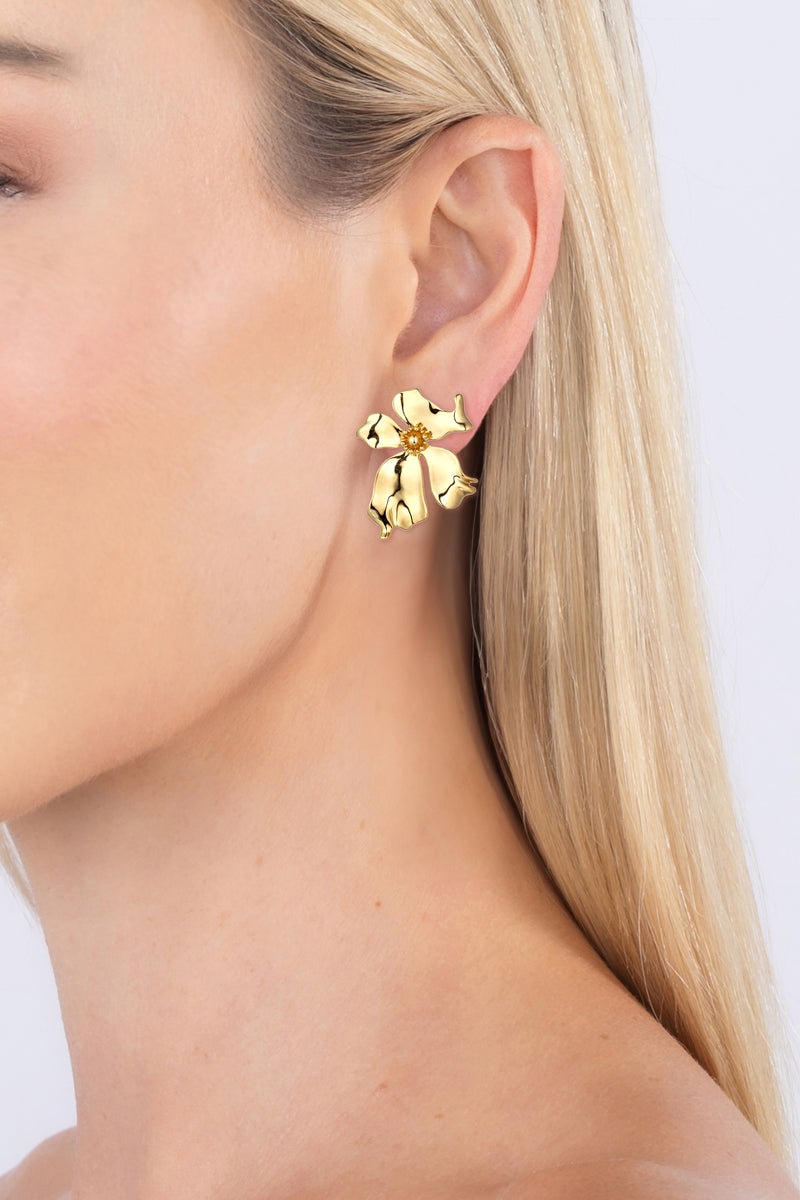 Metallic Georgia Flower Earrings
