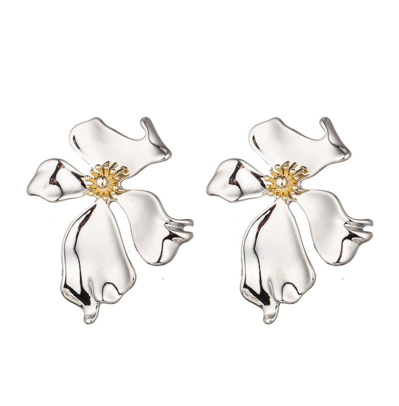Metallic Georgia Flower Earrings