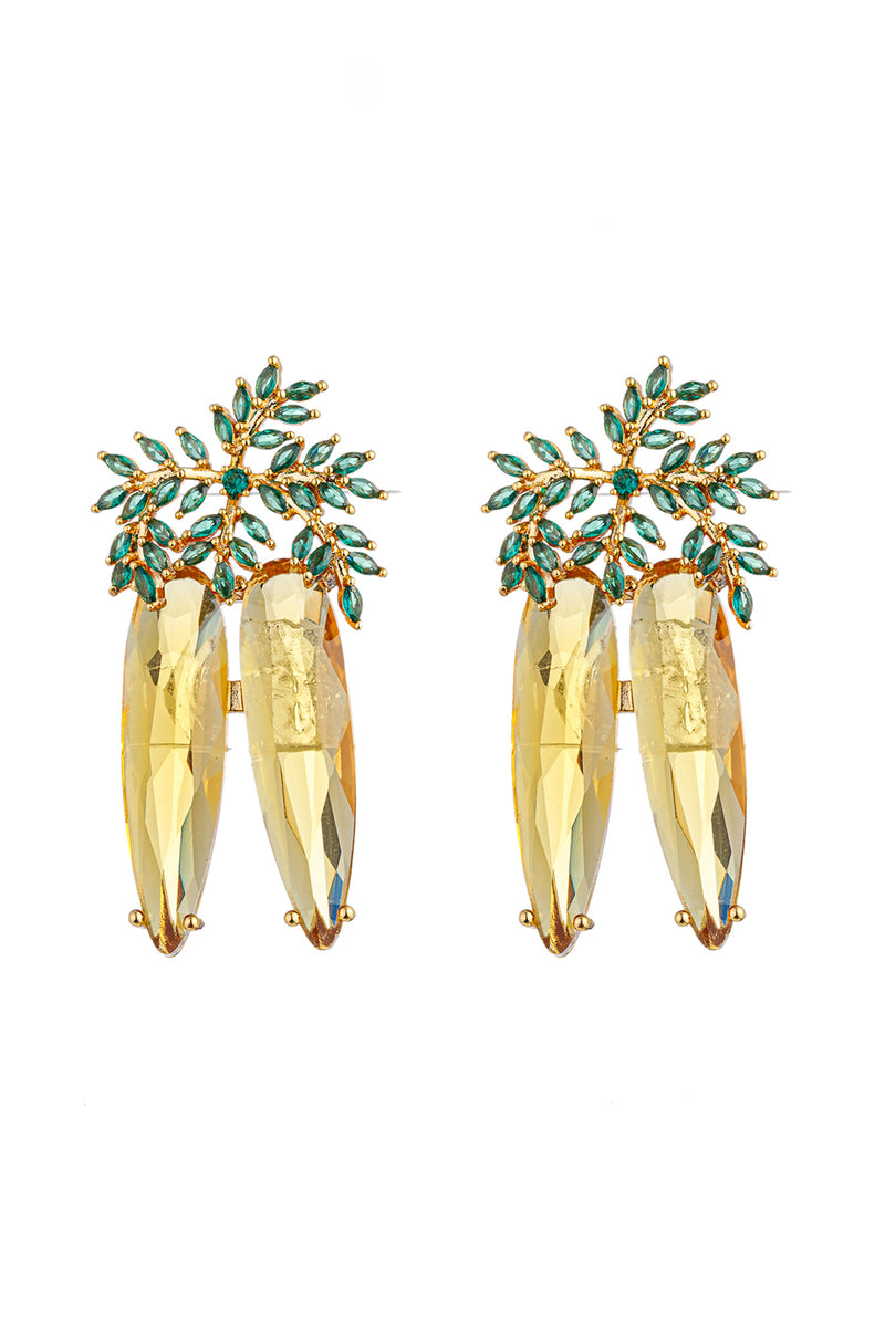 Dana Carrot 18K Gold Plated CZ Drop Earrings