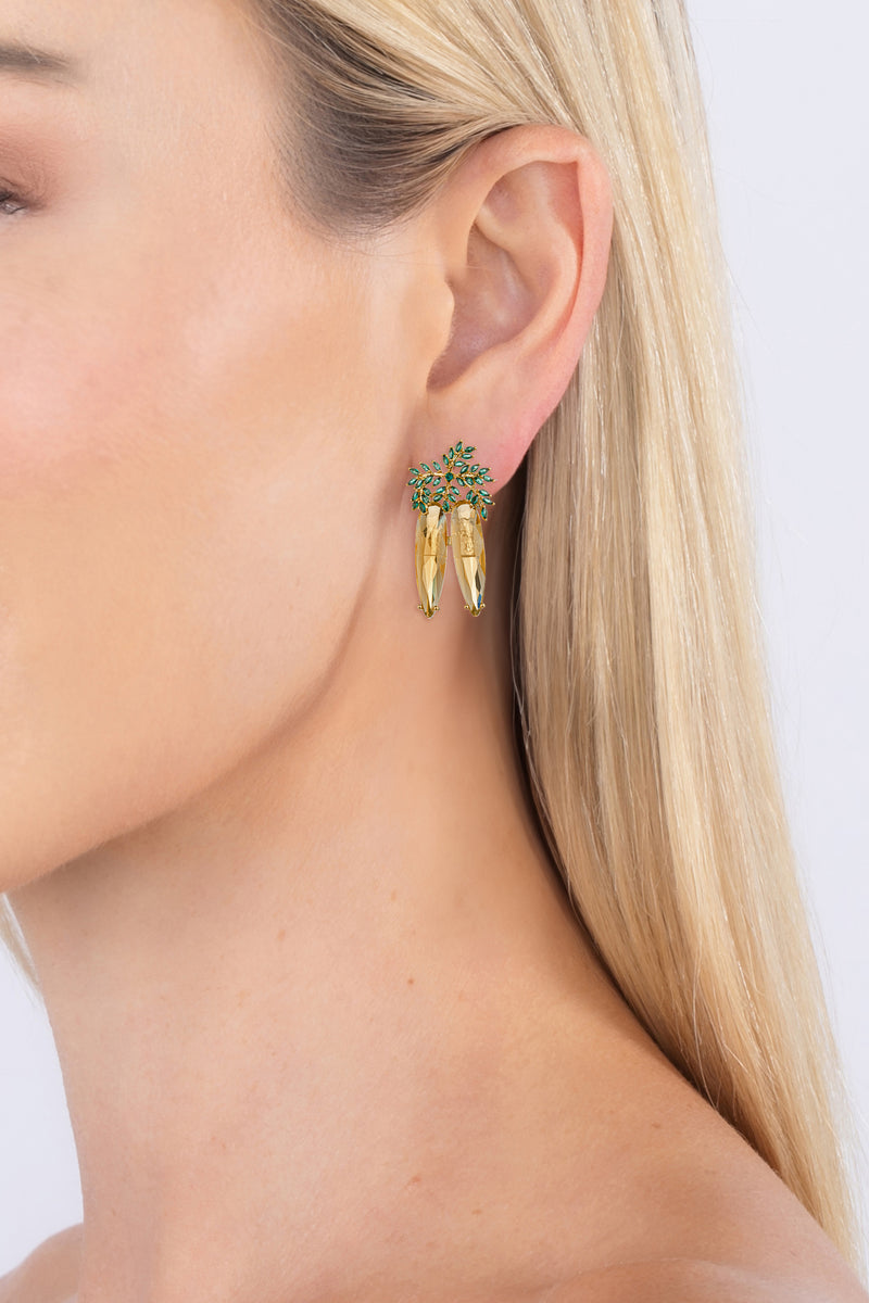 Dana Carrot 18K Gold Plated CZ Drop Earrings